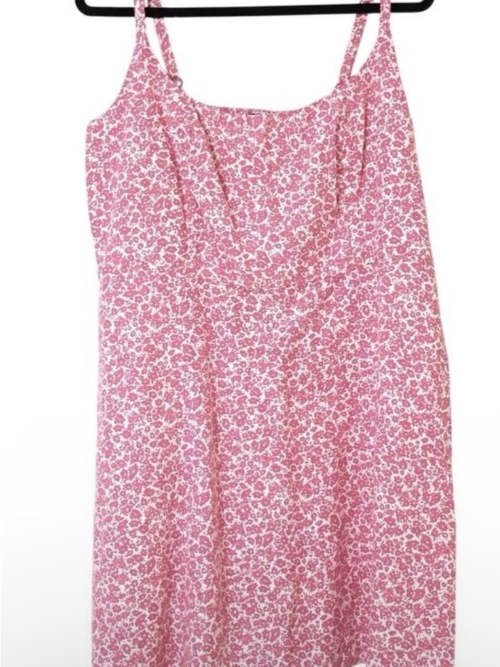 Old Navy Linen Blend Pink and White Floral Smocked Dress with Pockets
